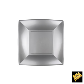 Piatto Plastica Piano Grigio Nice PP 180mm (25 Pezzi)