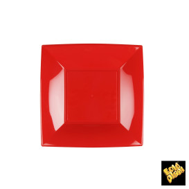 Piatto Plastica Piano Rosso Nice PP 180mm (300 Pezzi)