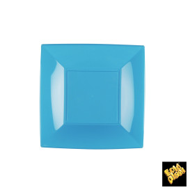 Piatto Plastica Piano Turchese Nice PP 180mm (25 Pezzi)
