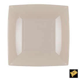 Piatto Plastica Piano Beige Nice PP 180mm (25 Pezzi)