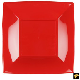 Piatto Plastica Piano Rosso Nice PP 290mm (12 Pezzi)