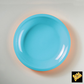 Piatto Plastica Piano Turchese Round PP Ø220mm (50 Pezzi)