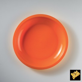 Piatto Plastica Piano Arancione Round PP Ø220mm (50 Pezzi)