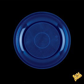 Piatto Plastica Piano Blu Round PP Ø220mm (50 Pezzi)