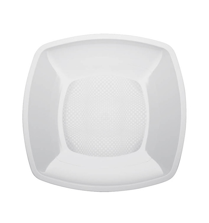 Piatto Plastica Piano Bianco Square PP 230mm (25 Pezzi) Piatto Plastica Piano Bianco Square PP 230mm (25 Pezzi)