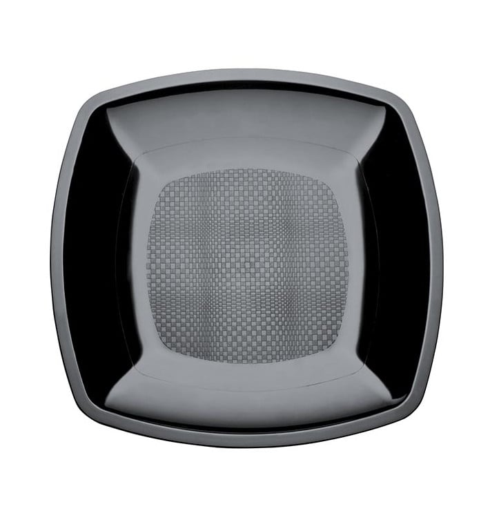 Piatto Plastica Piano Nero Square PS 180mm (300 Pezzi) Piatto Plastica Piano Nero Square PS 180mm (300 Pezzi)