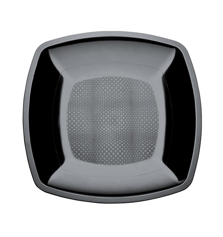 Piatto Plastica Piano Nero Square PS 180mm (25 Pezzi) Piatto Plastica Piano Nero Square PS 180mm (25 Pezzi)