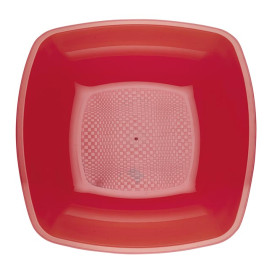 Piatto Plastica Fondo Rosso Trasp. Square PS 180mm (25 Pezzi)