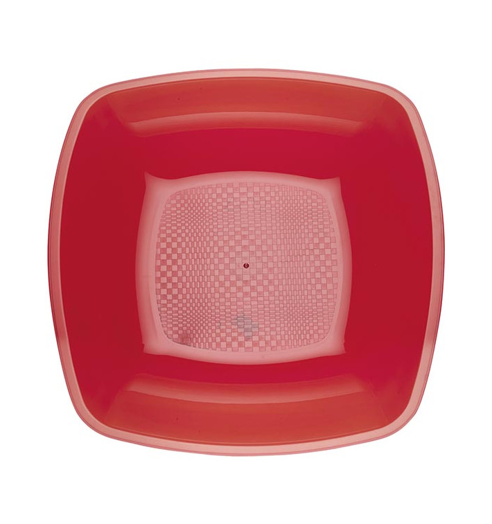 Piatto Plastica Fondo Rosso Trasp. Square PS 180mm (25 Pezzi) Piatto Plastica Fondo Rosso Trasp. Square PS 180mm (25 Pezzi)