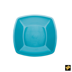 Piatto Plastica Piano Turchese Square PP 230mm (25 Pezzi)