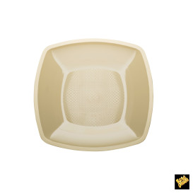 Piatto Plastica Piano Crema Square PP 180mm (25 Pezzi)