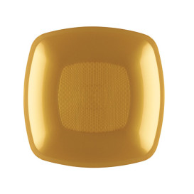 Piatto Plastica Fondo Oro Square PP 180mm (12 Pezzi)