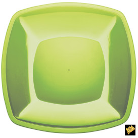 Piatto Plastica Piano Verde Acido Square PS 300mm (144 Pezzi)