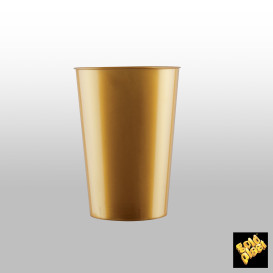 Bicchiere di Plastica Moon Oro PS 230ml (35 Pezzi)