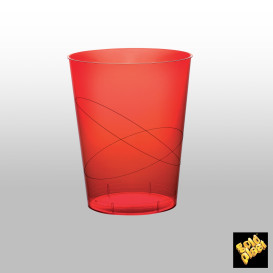 Bicchiere di Plastica Moon Rosso Trasp. PS 350ml (400 Pezzi)