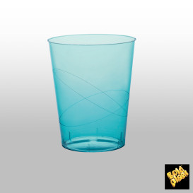 Bicchiere di Plastica Moon Turchese Trasp. PS 350ml (20 Pezzi)