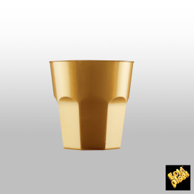 Bicchiere di Plastica Cocktail Oro PS Ø73mm 220ml (50 Pezzi)