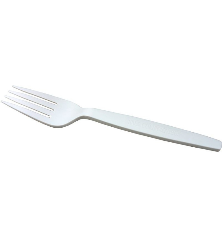 Forchetta Bio CPLA Bianco 160mm imballaggio (50 Pezzi) Forchetta Bio CPLA Bianco 160mm imballaggio (50 Pezzi)