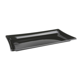 Vassoio Plastica Catering Rettang. Nero 12x22cm (50 Pezzi)