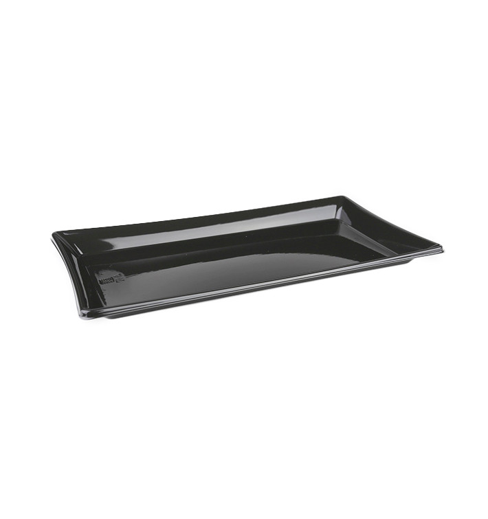 Vassoio Plastica Catering Rettang. Nero 12x22cm (50 Pezzi) Vassoio Plastica Catering Rettang. Nero 12x22cm (50 Pezzi)