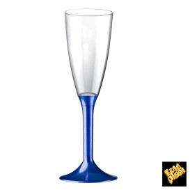 Calice Plastica Flute Gambo Blu Perlato 120ml 2P (20 Pezzi)
