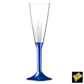 Calice Plastica Flute Gambo Blu Perlato 160ml 2P (20 Pezzi)