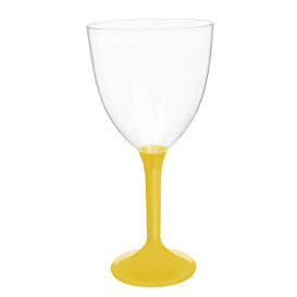 Calice Plastica Vino Gambo Giallo 300ml 2P (20 Pezzi)