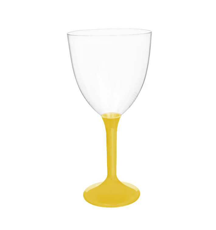 Calice Plastica Vino Gambo Giallo 300ml 2P (20 Pezzi)