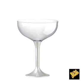 Coppa Plastica Champagne Gambo Bianco Perlati 200ml 2P (200 Pezzi)