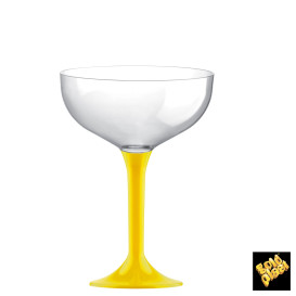 Coppa Plastica Champagne Gambo Giallo 200ml 2P (20 Pezzi)