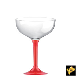 Coppa Plastica Champagne Gambo Red Transp. 200ml 2P (20 Pezzi)