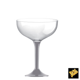 Coppa Plastica Champagne Gambo Grigio 200ml 2P (20 Pezzi)