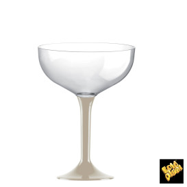Coppa Plastica Champagne Gambo Beige 200ml 2P (20 Pezzi)