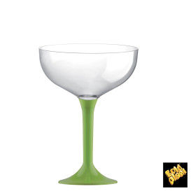 Coppa Plastica Champagne Gambo Verde Pistacchio 200ml 2P (200 Pezzi)
