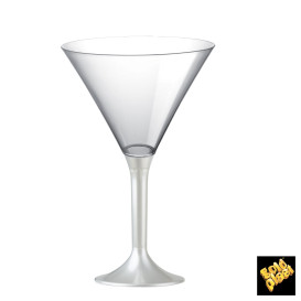 Coppa Plastica Cocktail Gambo Bianco Perlato 185ml 2P (20 Pezzi)