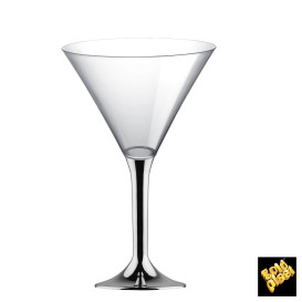 Coppa Plastica Cocktail Gambo Argento Cromato 185ml 2P (20 Pezzi)