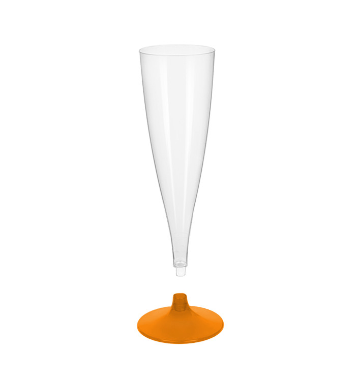 Flute Plastica Gambo Arancione Transp. 140ml 2P (20 Pezzi) Flute Plastica Gambo Arancione Transp. 140ml 2P (20 Pezzi)