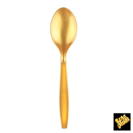 Cucchiaio di Plastica PS Premium Oro 190mm (50 Pezzi)