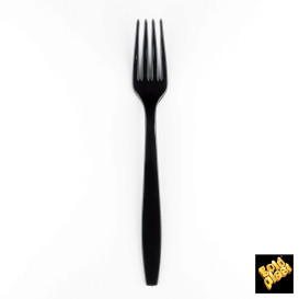 Forchetta di Plastica Premium PS Nero 190mm (50 Pezzi)