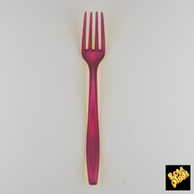 Forchetta di Plastica PS Premium Bordò 190mm (50 Pezzi)