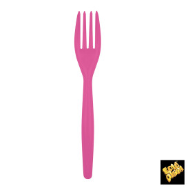 Forchetta di Plastica Easy PS Fucsia 180mm (20 Pezzi)