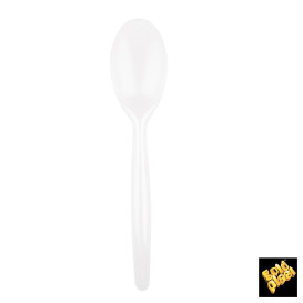 Cucchiaio di Plastica Easy PS Bianco 185mm (20 Pezzi)