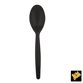 Cucchiaio di Plastica Easy PS Nero 185mm (20 Pezzi)