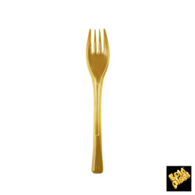 Forchetta di Plastica Fly Oro  140mm (50 Pezzi)