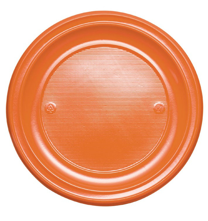 Piatto di Plastica PS Piano Arancione Ø220mm (30 Pezzi) Piatto di Plastica PS Piano Arancione Ø220mm (30 Pezzi)
