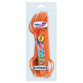 Forchetta di Plastica PS Arancione 175mm (20 Pezzi)
