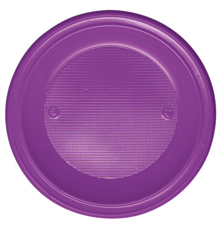 Piatto di Plastica PS Fondo Viola Ø220mm (30 Pezzi) Piatto di Plastica PS Fondo Viola Ø220mm (30 Pezzi)