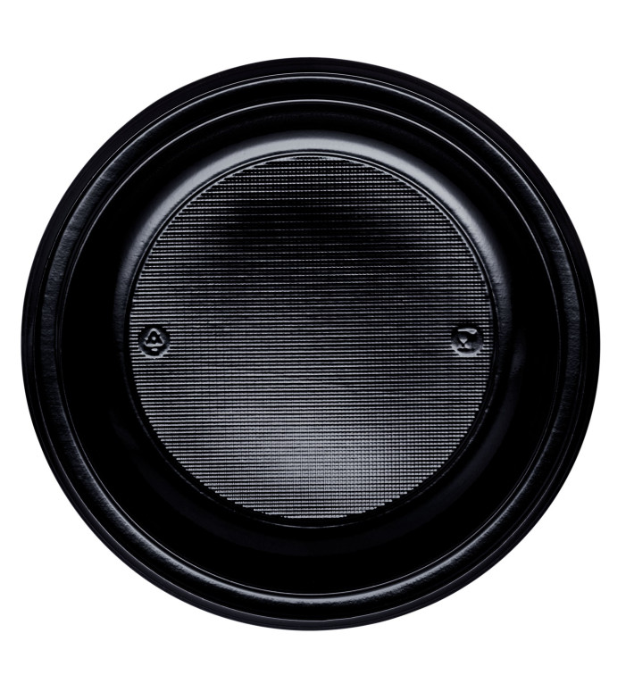 Piatto di Plastica PS Piano Nero Ø220mm (30 Pezzi) Piatto di Plastica PS Piano Nero Ø220mm (30 Pezzi)