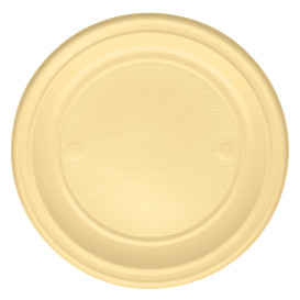 Piatto di Plastica PS Piano Crema Ø220mm (30 Pezzi)