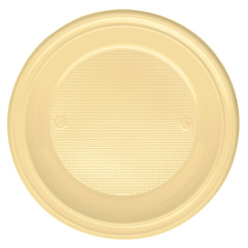 Piatto di Plastica PS Fondo Crema Ø220mm (30 Pezzi)